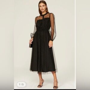 NWOT Adam Lippes Collective Point Desprite Sheer Tulle Black Polka Dot Dress 4